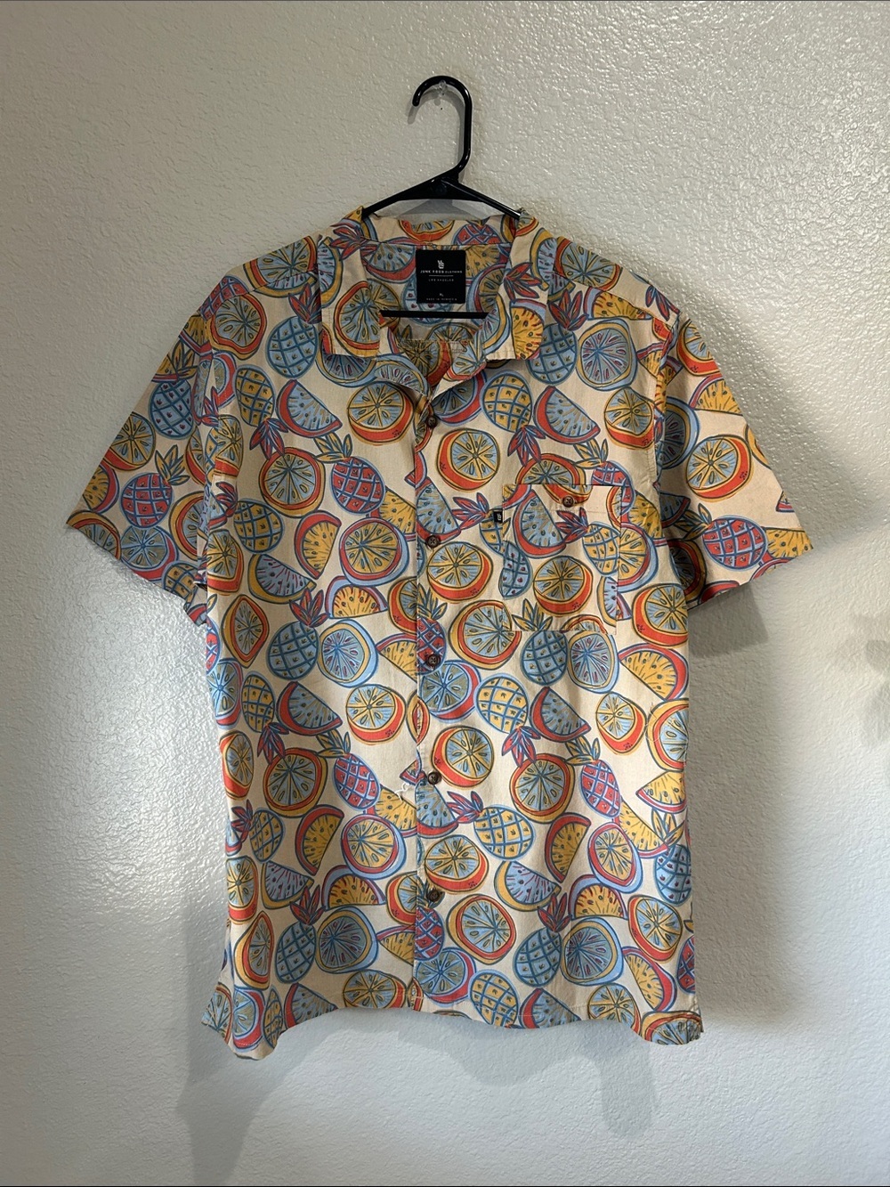 Junk Food Clothing Men's Short Sleeve Citrus Print Shirt Multicolor Sz XL TC0007
